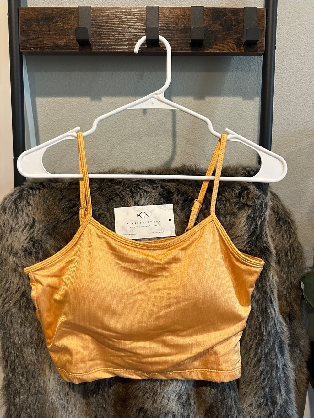 Klassy Network Satin Crop Cami in Orange